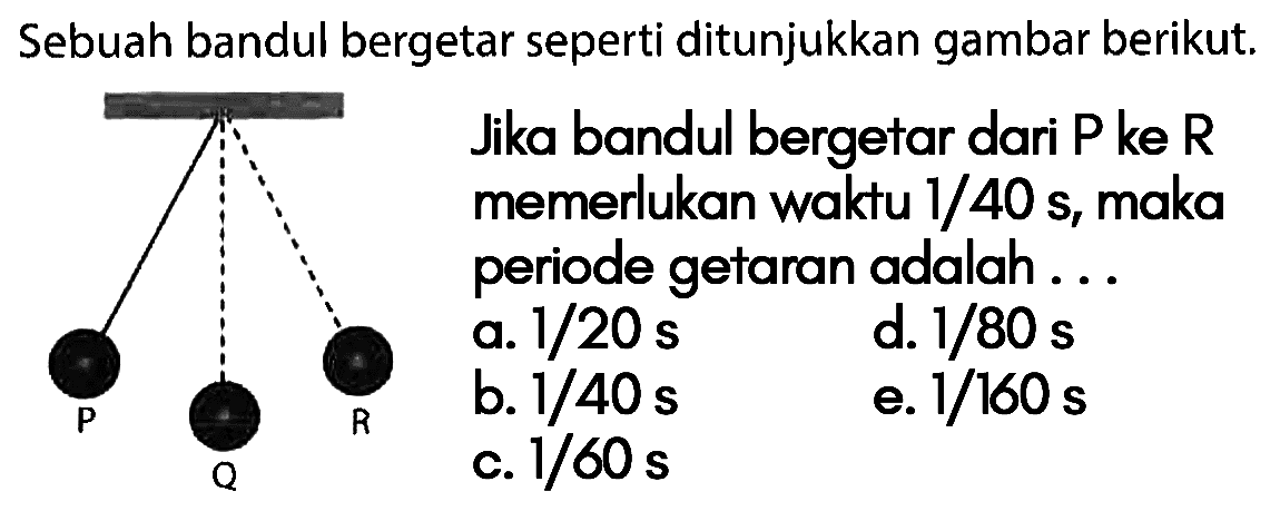 Sebuah bandul bergetar seperti ditunjukkan gambar berikut.