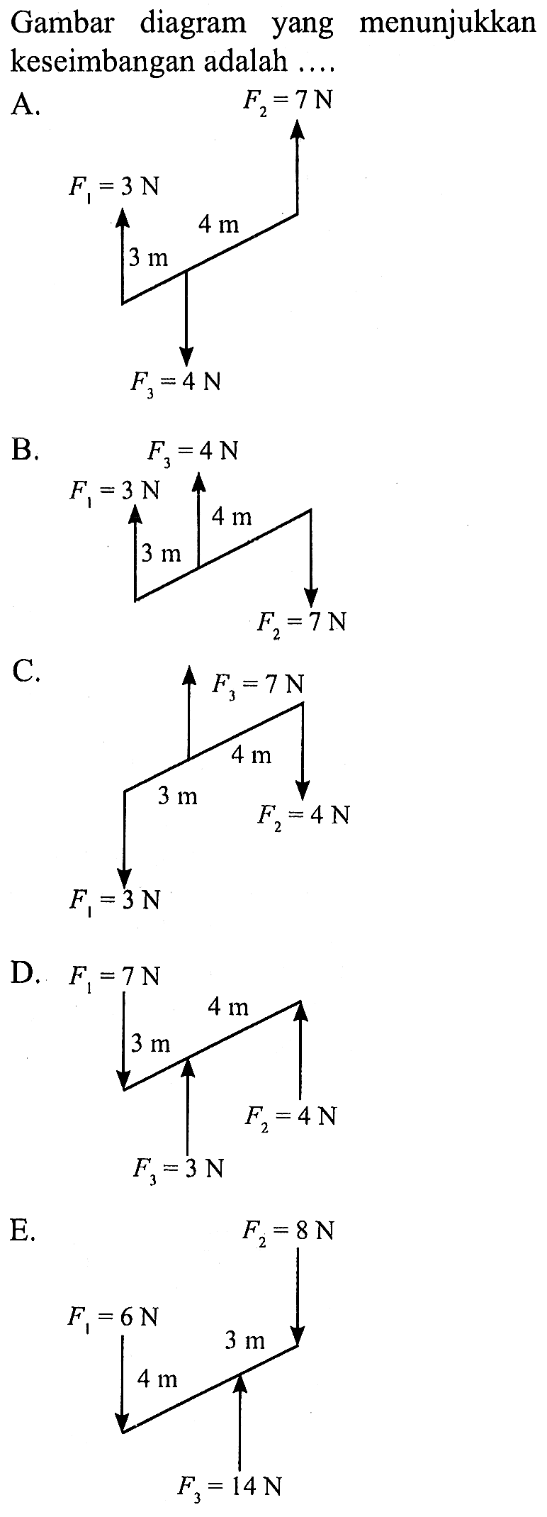 Gambar diagram yang menunjukkan keseimbangan adalah ....
