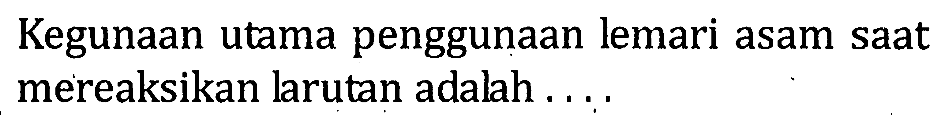 Kegunaan utama penggunaan lemari asam saat mereaksikan larutan adalah . . . .