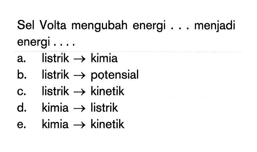 Sel Volta mengubah energi . . . menjadi energi....