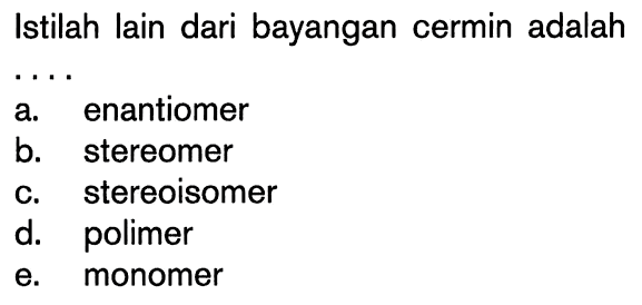 Istilah lain dari bayangan cermin adalah  .. 
