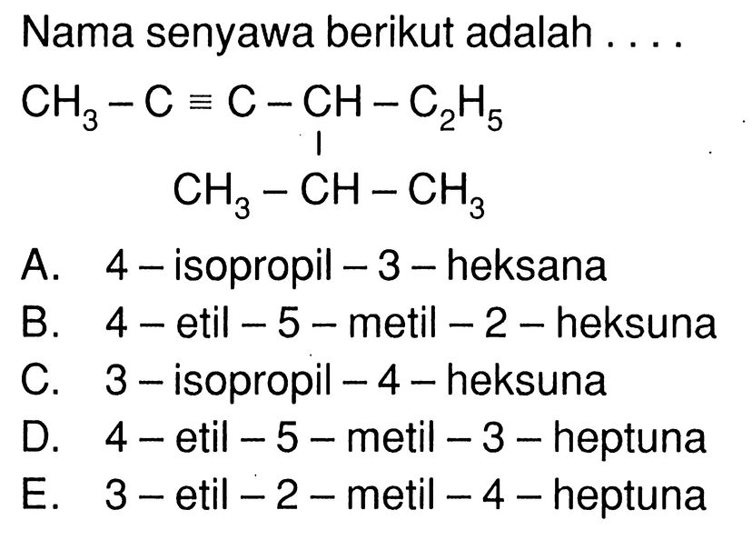 Kumpulan Contoh Soal Struktur dan Tata Nama Alkana, Alkena, dan Alkuna ...