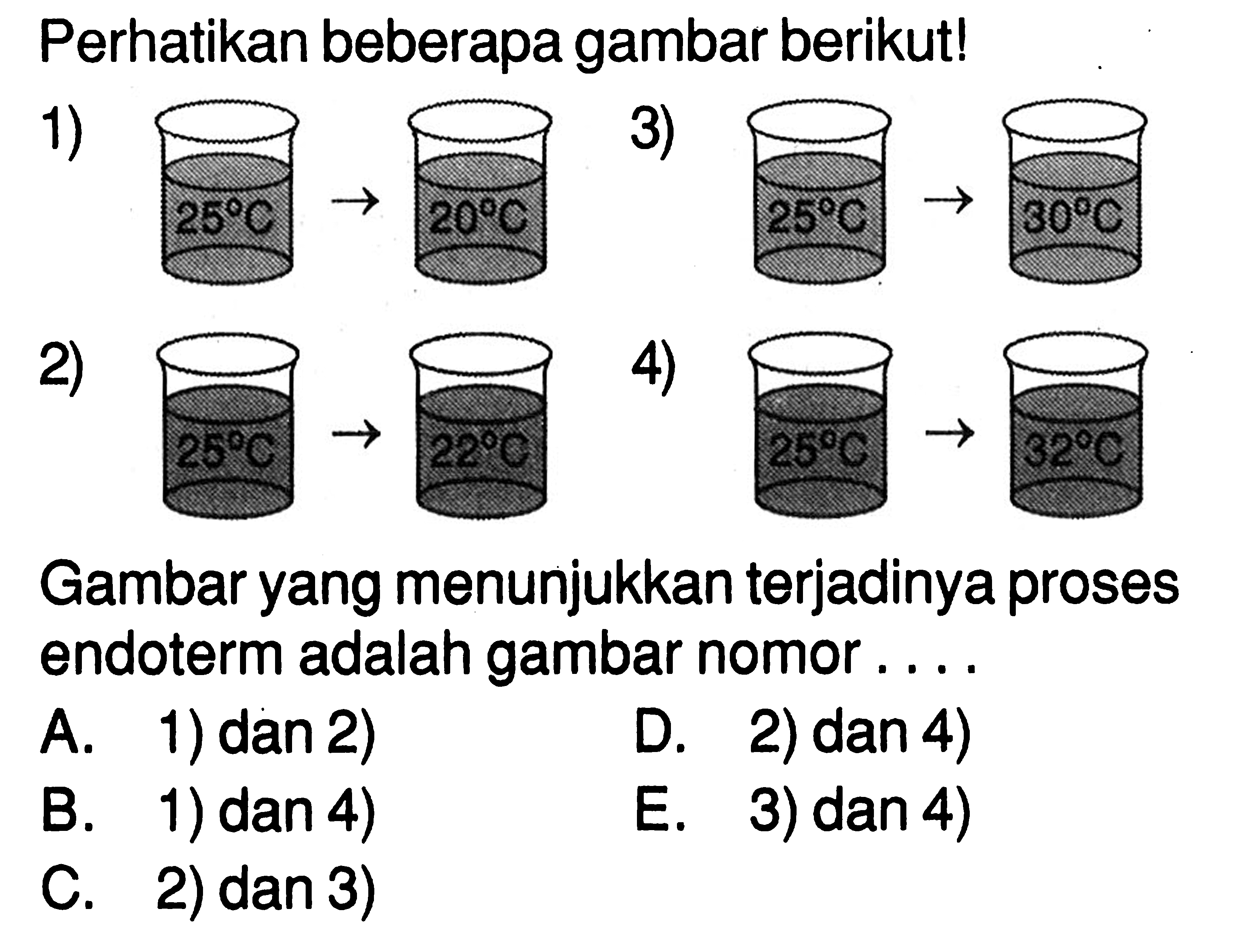 Perhatikan beberapa gambar berikut!Gambar yang menunjukkan terjadinya proses endoterm adalah gambar nomor ...