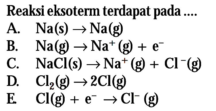 Reaksi eksoterm terdapat pada