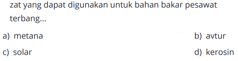 zat yang dapat digunakan untuk bahan bakar pesawat terbang ...