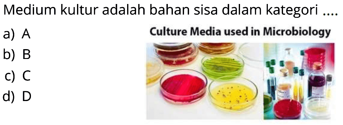 Medium kultur adalah bahan sisa dalam kategori ....
