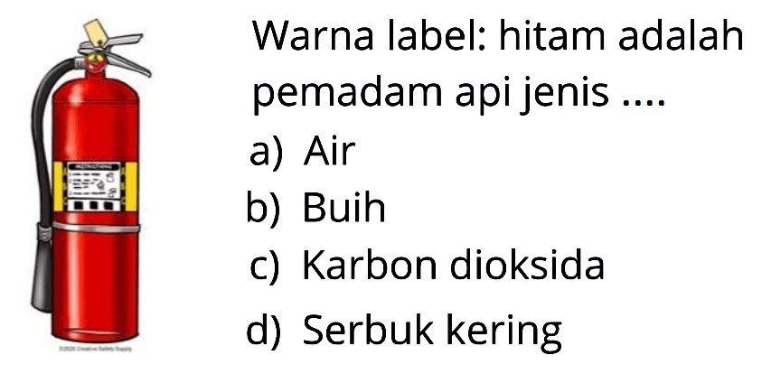 Warna label: hitam adalah pemadam api jenis ....