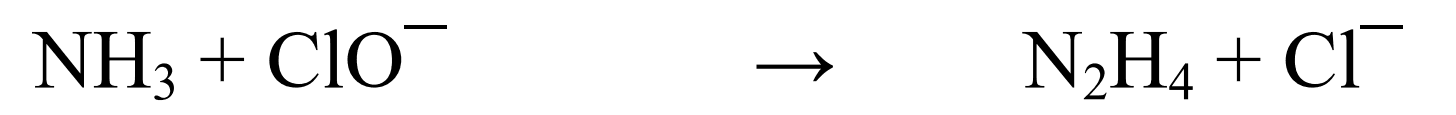 NH3+ClO^- -> N2H4+Cl^-