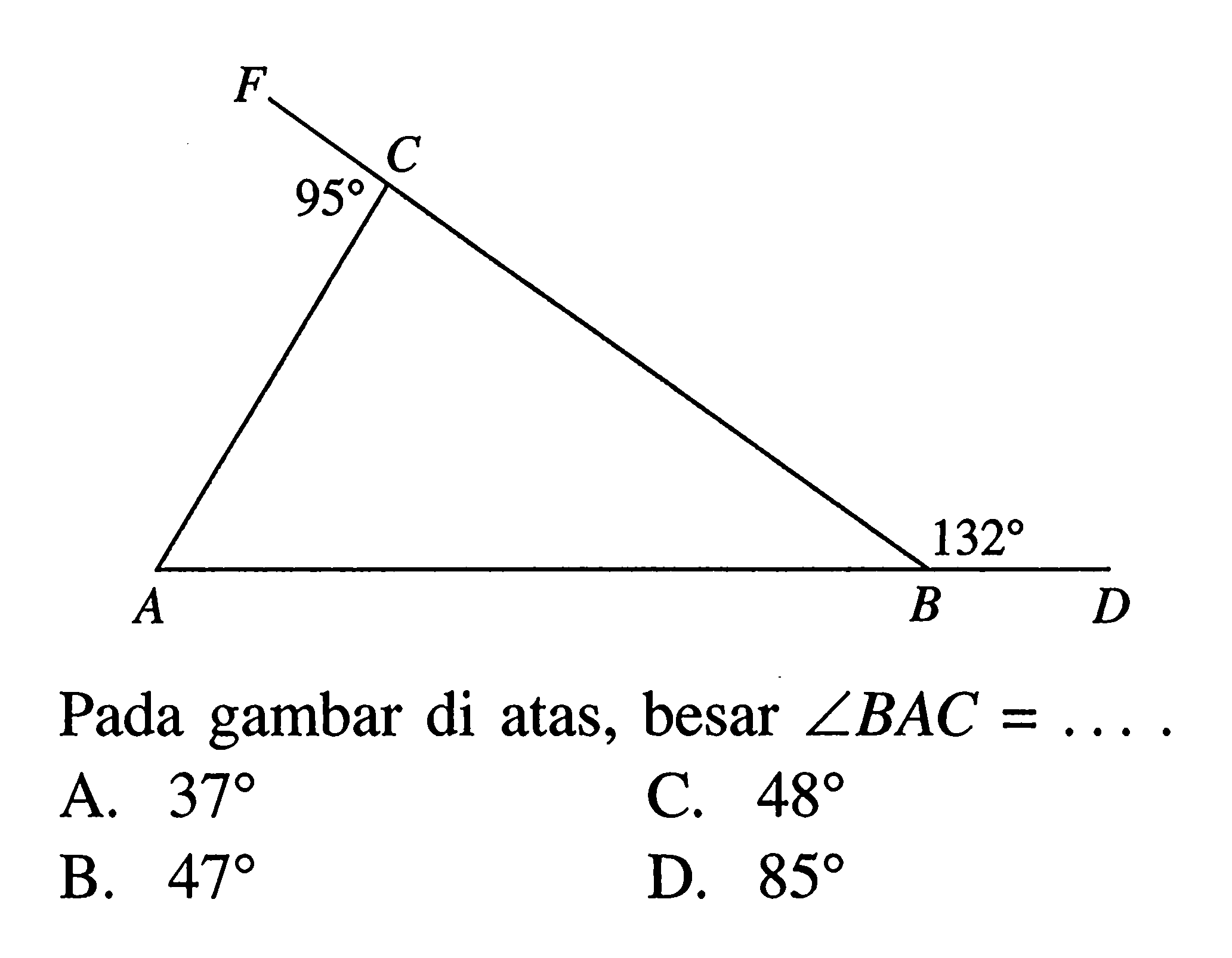 95 132 Pada gambar di atas, besar sudut BAC=...