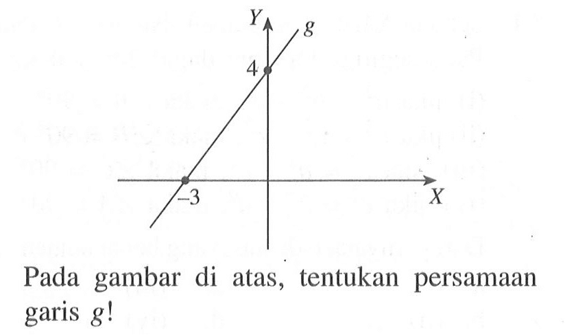 Pada gambar di atas, tentukan persamaan garis g!