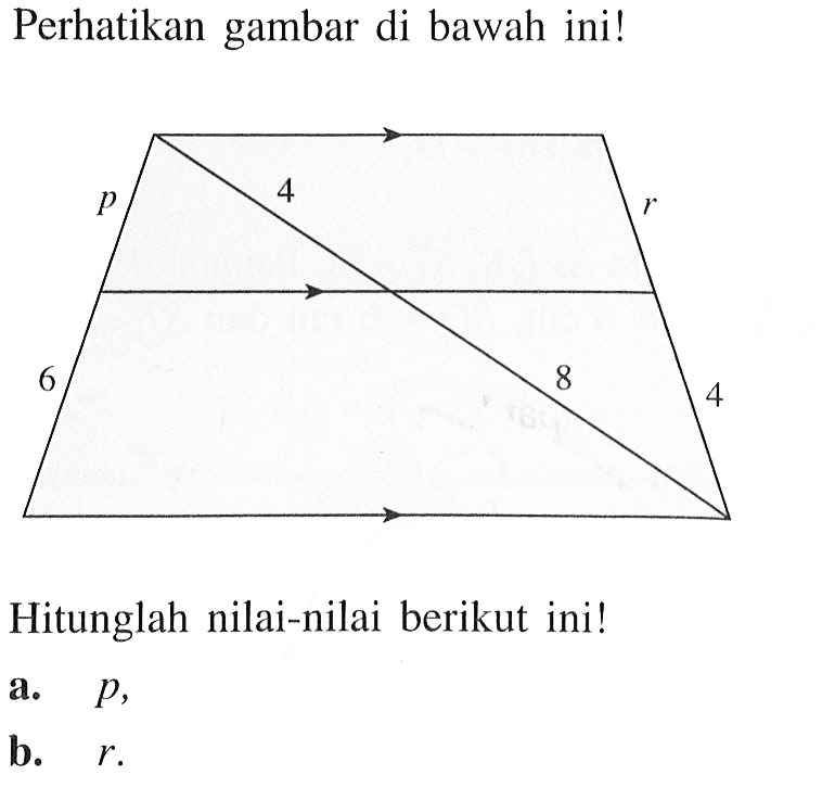 Perhatikan gambar di bawah ini!Hitunglah nilai-nilai berikut ini!a. p,b. r.