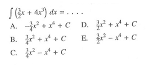 integral (3/2x+4x^3) dx=....