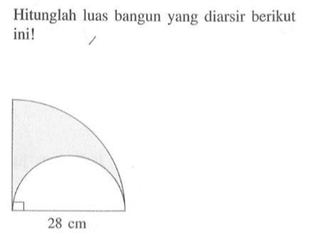 Hitunglah luas bangun yang diarsir berikut ini!28 cm 