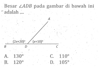 Besar  sudut ADB  pada gambar di bawah ini adalah ....