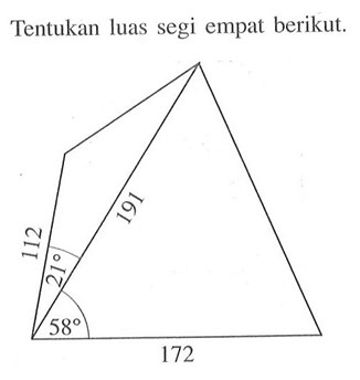 Tentukan luas segi empat berikut.