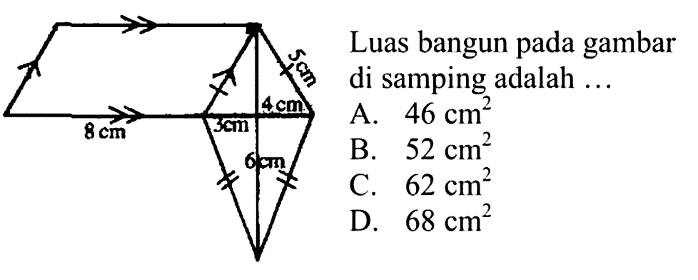 Luas bangun pada gambar di samping adalah ...