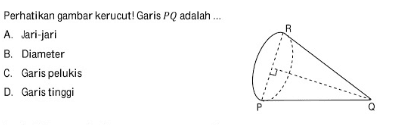 Perhatikan gambar kerucut! Garis PQ adalah... R P Q