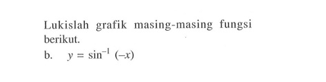 Lukislah grafik masing-masing fungsi berikut. b. y=sin^-1 (-x)