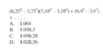 (6,25^2 - 3,75^2)(7,18^2 - 3,18^2) + (6,4^2 - 3,6^2) = ....