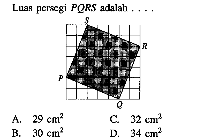 Luas persegi  PQRS  adalah  ...S R P Q 