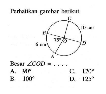 perhatikan gambar berikut.Besar sudut COD=... 