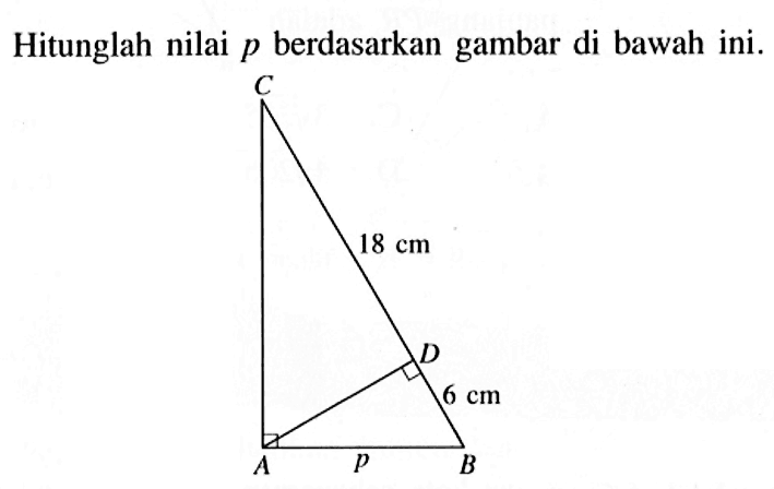 Hitunglah nilai p berdasarkan gambar di bawah ini.