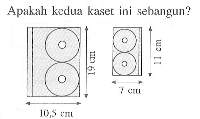 Apakah kedua kaset ini sebangun?
10,5 cm 19 cm
7 cm 11 cm