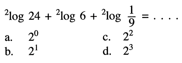 2log24+2log6+2log1/9= ....