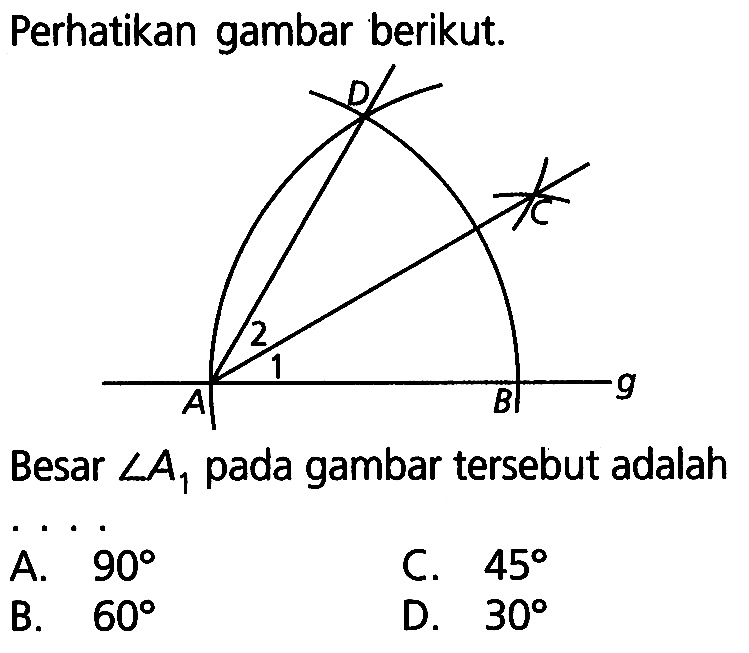 Perhatikan gambar berikut.Besar sudut A1 pada gambar tersebut adalah