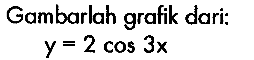 Gambarlah grafik dari: y=2 cos 3x