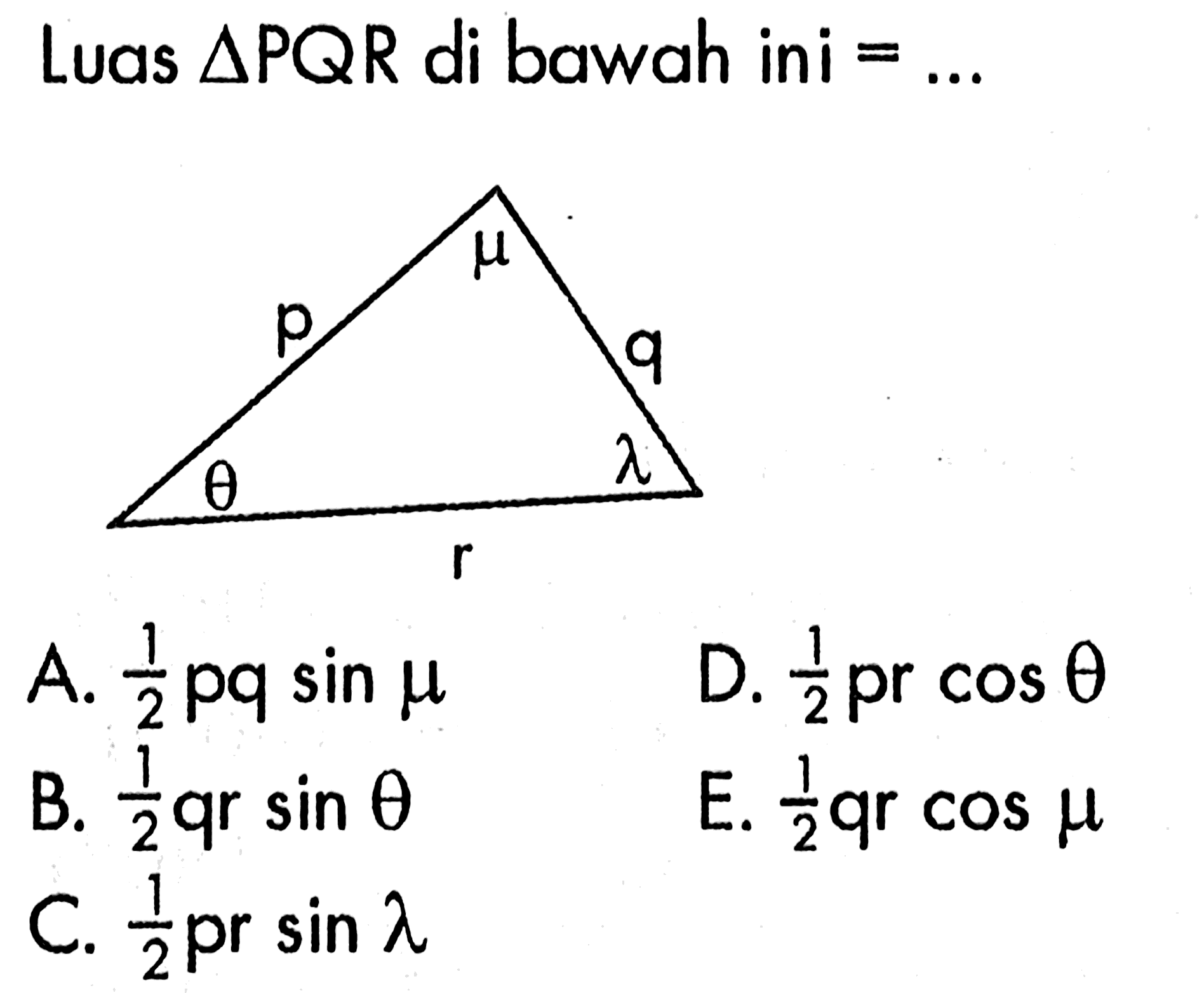 Luas segitiga PQR di bawah ini =... 