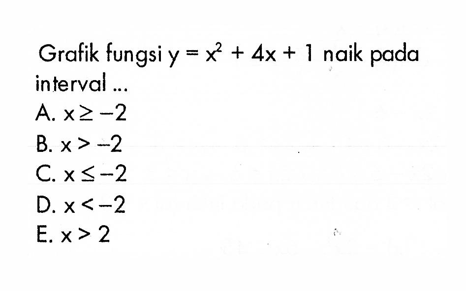 Grafik fungsi y=x^2+4x+1 naik pada interval ...