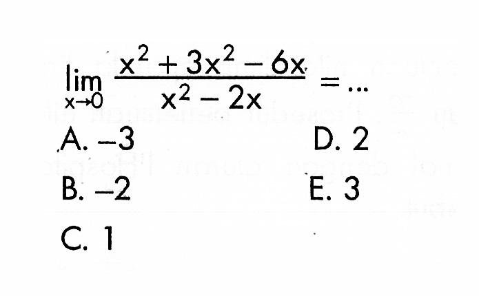 lim x->0 (x^2+3x^2-6x)/(x^2-2x)=...