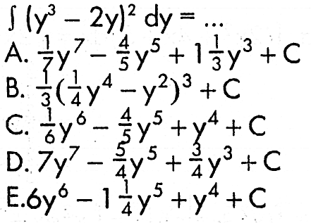  integral(y^3-2 y)^2 dy=... 