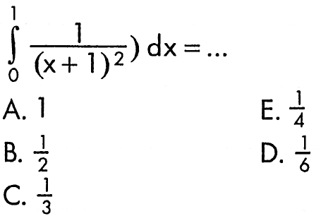 integral 0 1 1/((x+1)^2) dx=....