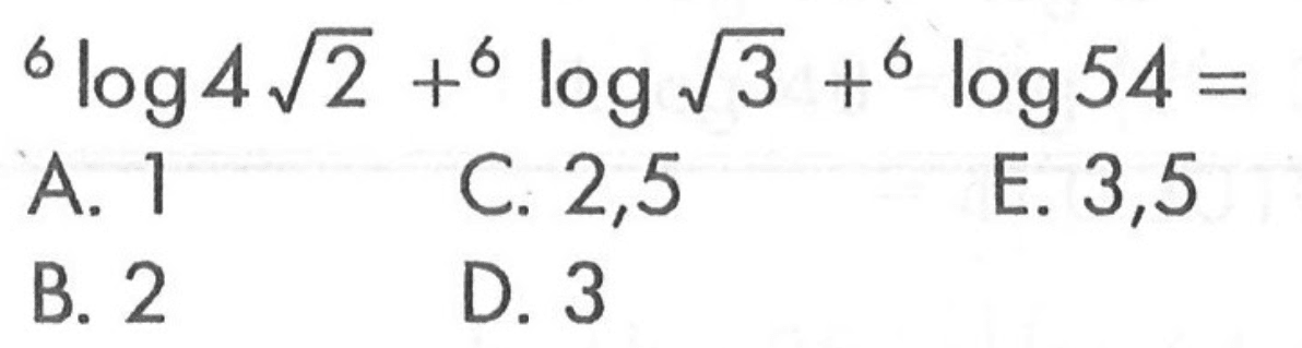 6log(4 akar(2))+6log(akar(3))+6log54=