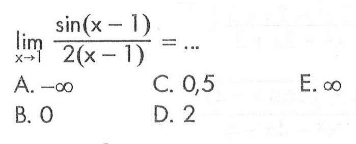 lim x->1 sin(x-1)/2(x-1)= ...