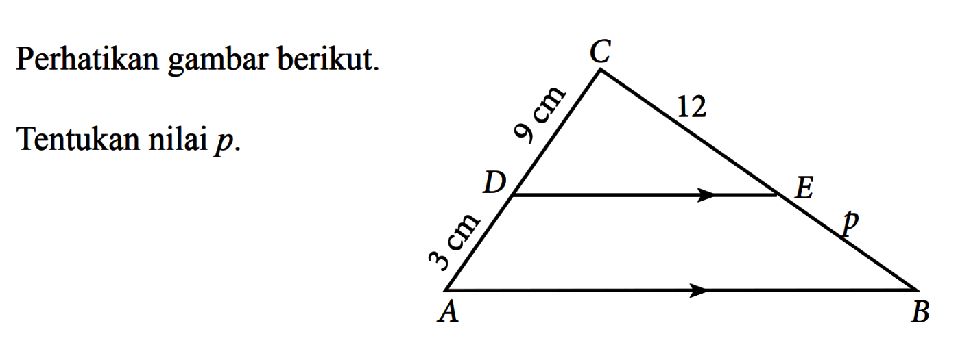 Perhatikan gambar berikut.Tentukan nilai  p .