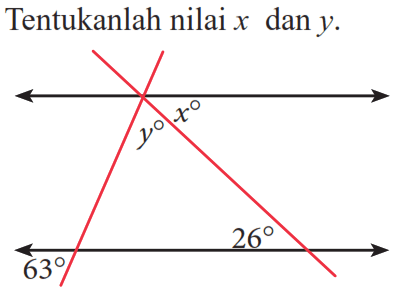 Tentukanlah nilai  x  dan  y. 63 26 y x