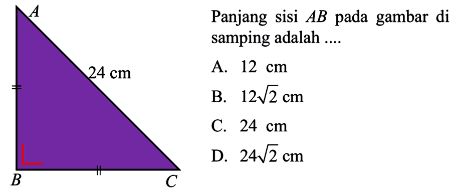 Panjang sisi  AB  pada gambar di samping adalah ....