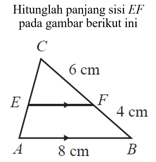 Hitunglah panjang sisi EF pada gambar berikut ini segitiga 6 cm 4 cm 8 cm