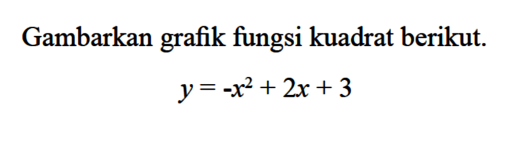 Gambarkan grafik fungsi kuadrat berikut. y = -x^2 + 2x + 3