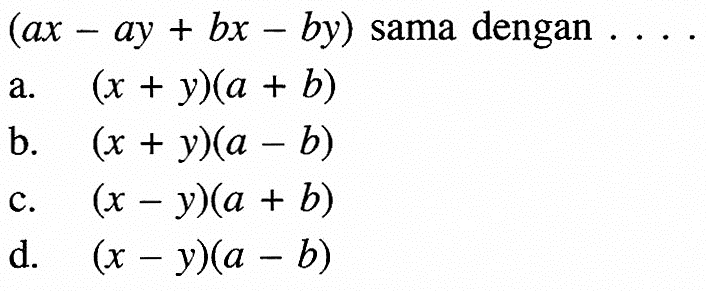 (ax - ay + bx - by) sama dengan . . . .