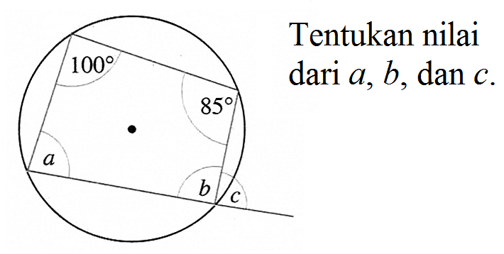 100, 85, a, b, c.Tentukan nilai dari a, b, c.