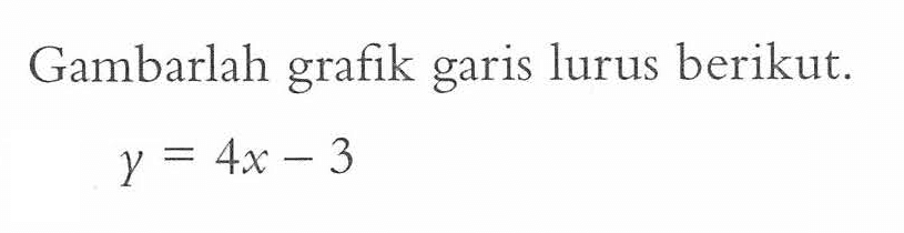 Gambarlah lurus berikut. grafik garis y = 4x - 3