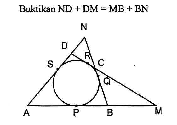 Buktikan ND+DM = MB+BN segitiga NAB DAM lingkaran PQRS