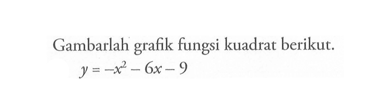 Gambarlah grafik fungsi kuadrat berikut. y = -x^2 - 6x - 9