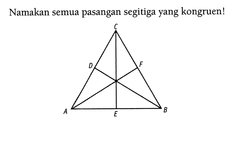 Namakan semua pasangan segitiga yang kongruen! C D F A E B 