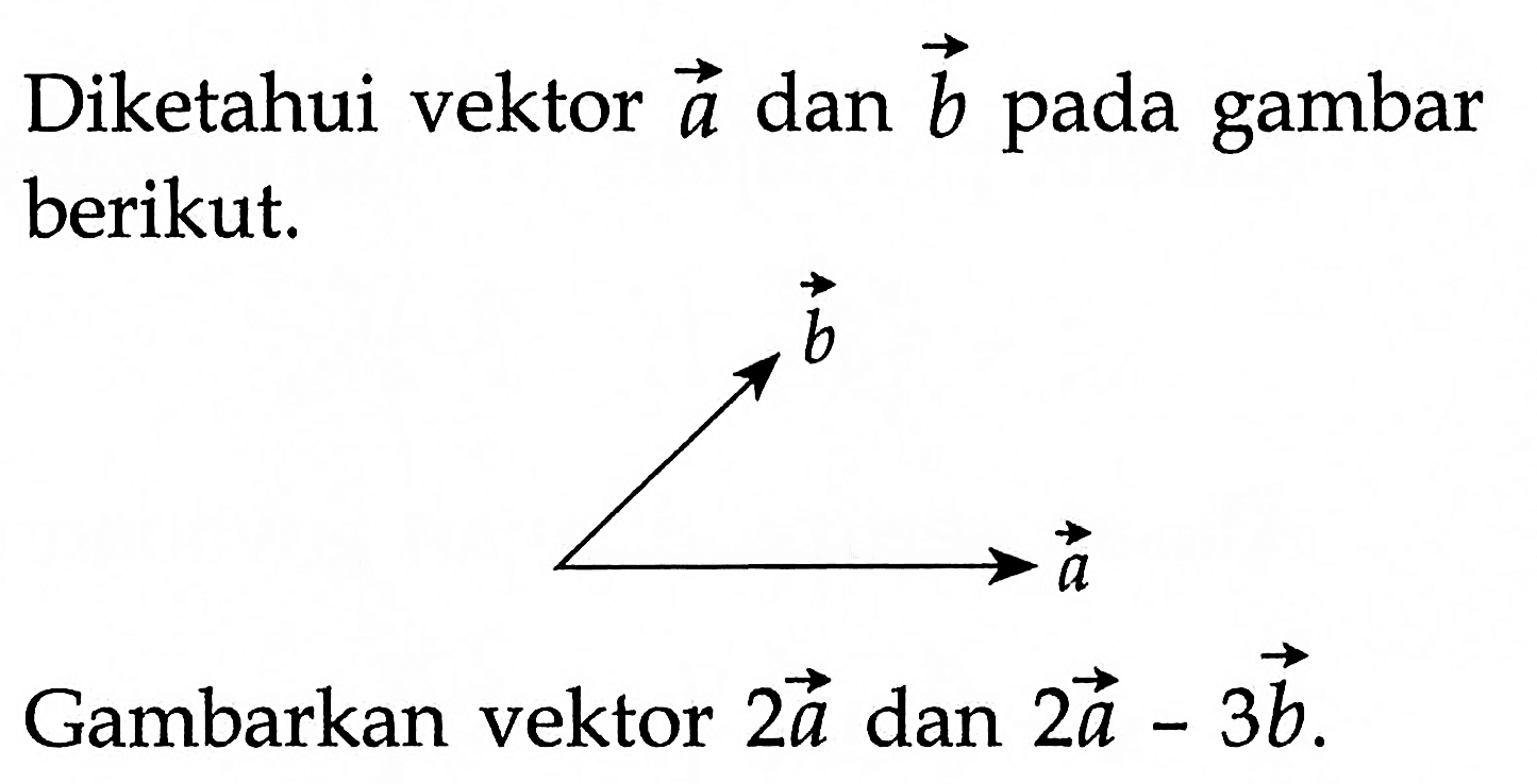 Diketahui vektor a dan vektor b pada gambar berikut. Gambarkan vektor 2a dan 2a-3b