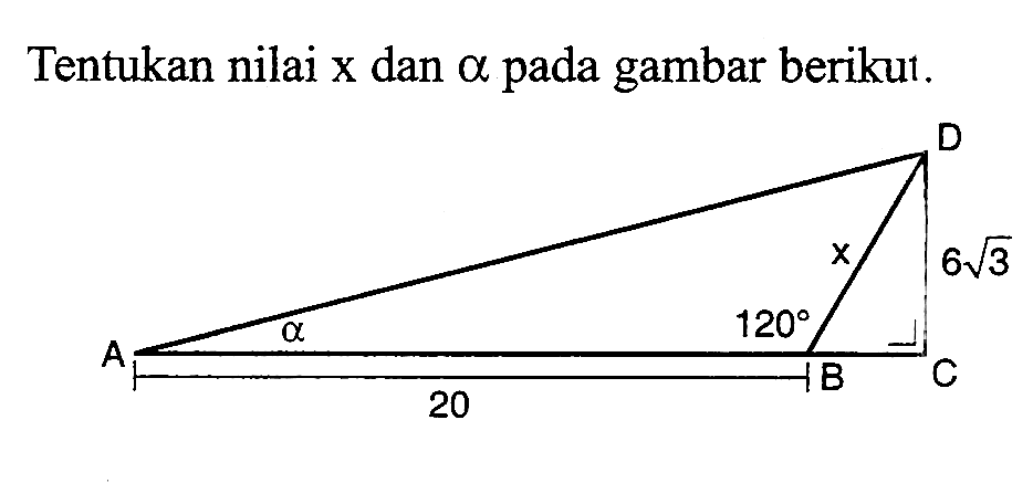 Tentukan nilai x dan a pada gambar berikut.